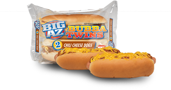 Big Az Twin Chili Dogs With Cheese - Microwave Chili Dogs (576x376), Png Download