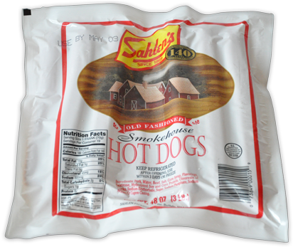 Collagen Casing Hot Dogs - 1 Lb Sahlens Hot Dogs (420x351), Png Download