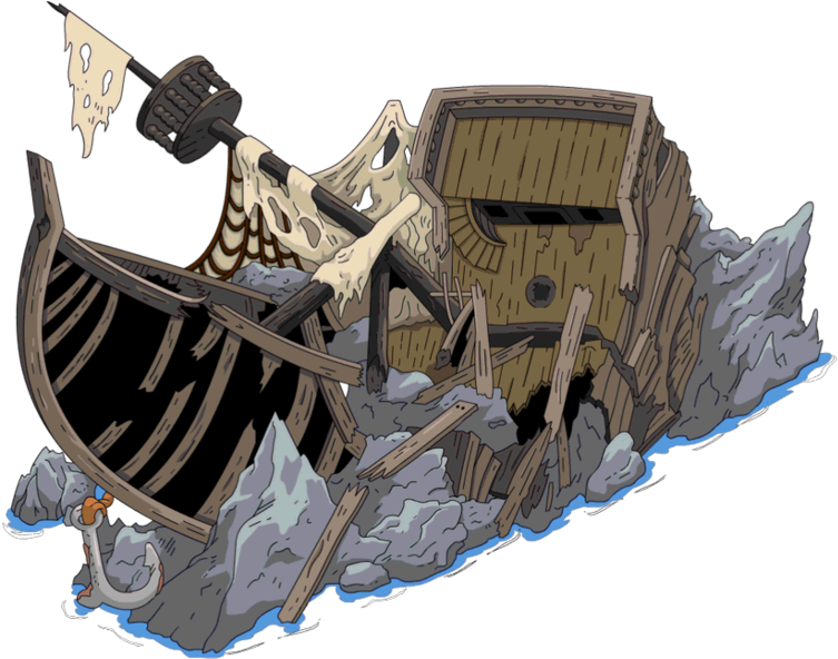 757px-shipwreck - Simpsons Tapped Out Shipwreck (757x599), Png Download