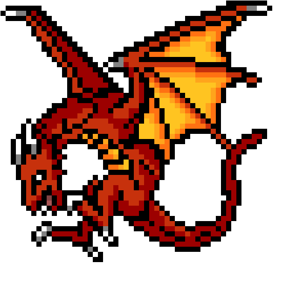 Fire Dragon - No Copyright Pixel Art (740x610), Png Download
