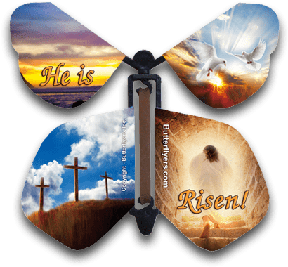 He Is Risen Magic Flying Butterfly - Easter (450x415), Png Download