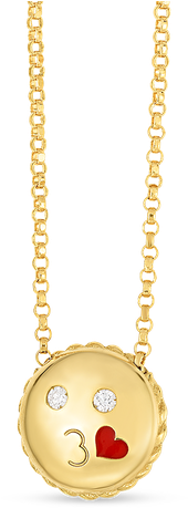 Roberto Coin Kiss Emoji Pendant With Diamonds - Locket (800x800), Png Download