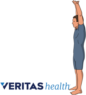 Medical Illustration Of The Overhead Shoulder Stretch - Stretching (576x324), Png Download