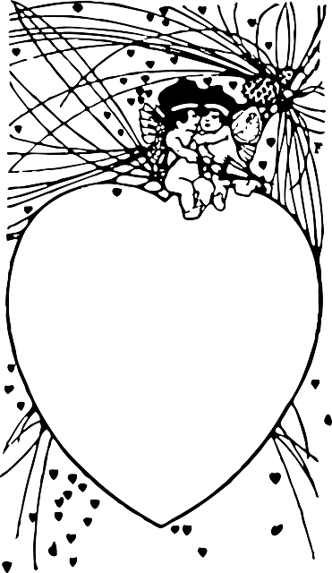 Outline, Frame, Cartoon, Heart, Free, Babies, Cupid - Frames Clip Art (371x640), Png Download