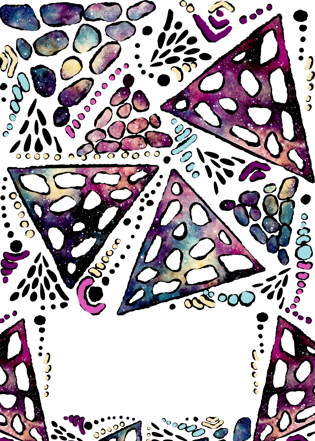 Hand Drawn Geometric Triangle Frame Background Png - Watercolor Painting (1024x1433), Png Download
