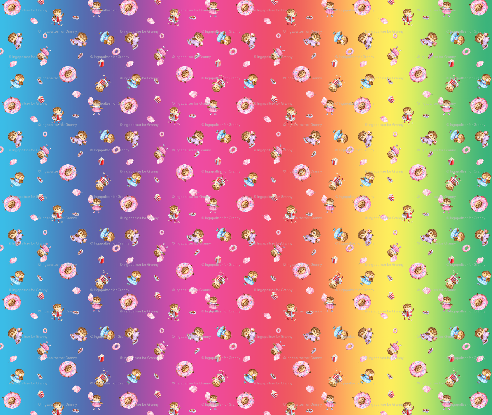 Rainbow Bright Gradient Cute Owl Fill A Yard Wallpaper - Motif (1687x1424), Png Download