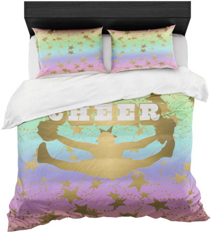 Cheer Silhouette With Stars In Gold And Rainbow Gradient - Duvet Cover (480x480), Png Download