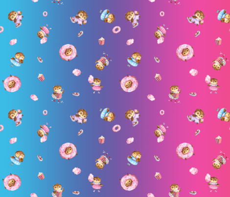Rainbow Bright Gradient Cute Owl Fill A Yard Fabric - Cartoon (470x403), Png Download
