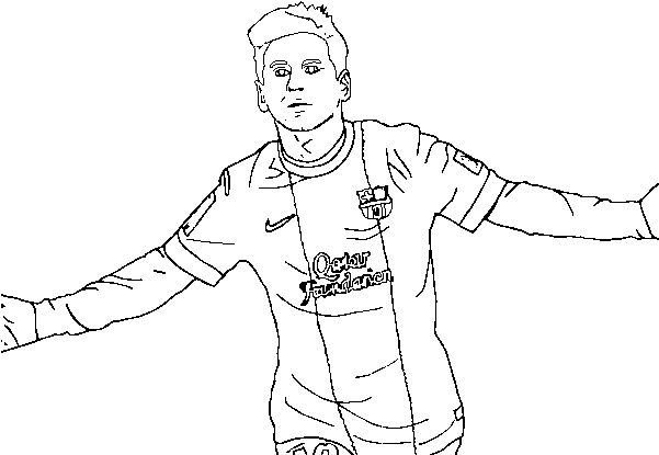 Soccer Star Messi Coloring Pages - Imagem Messi Para Colorir (600x470), Png Download