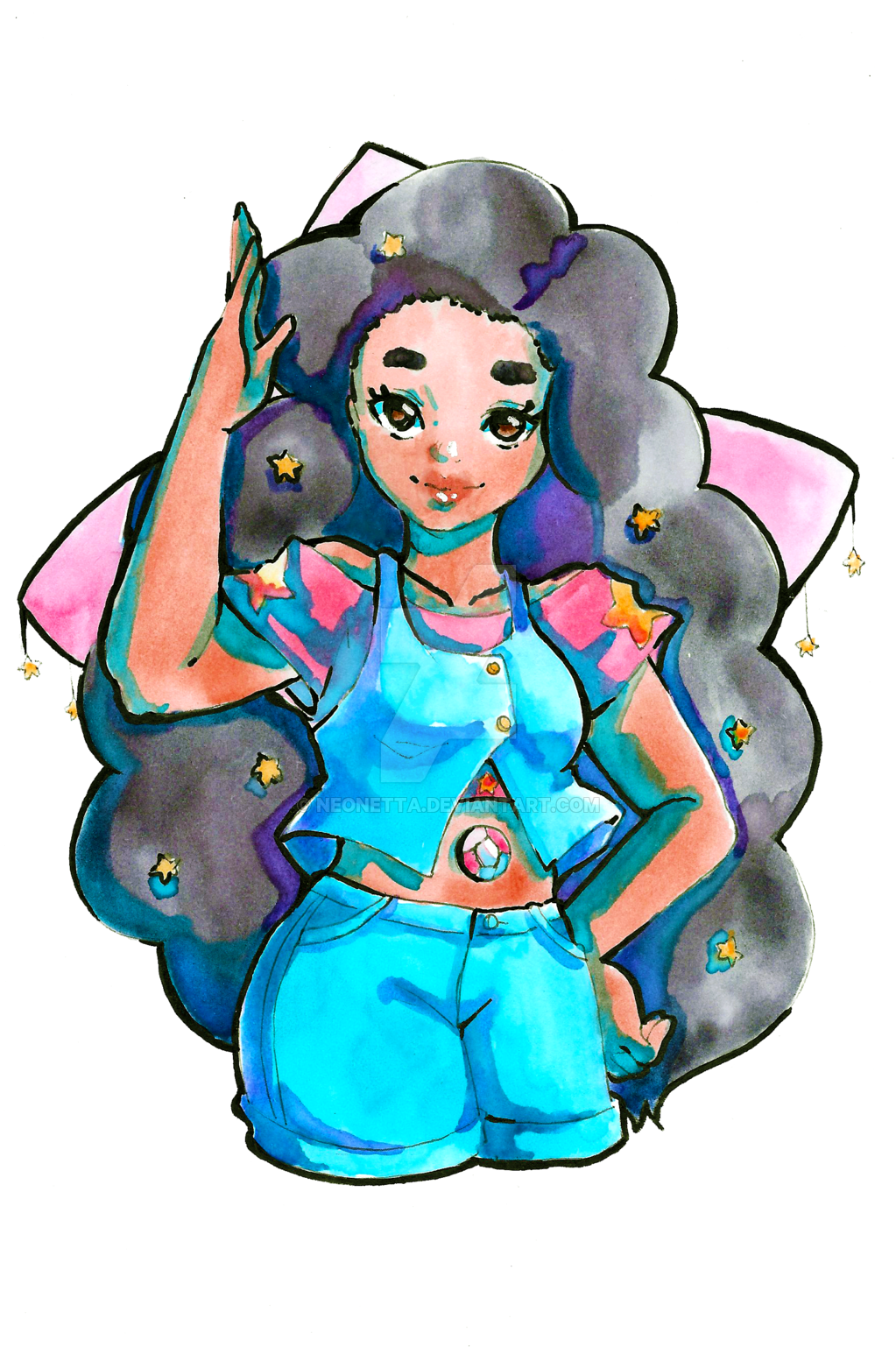 Stevonnie Watercolor - Watercolor Painting (1024x1545), Png Download