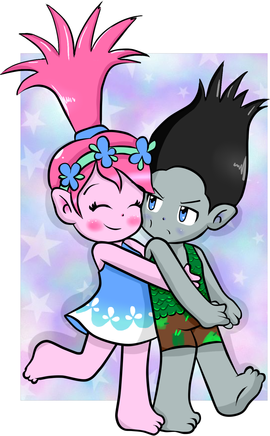 “poppy Y Ramon ” - Trolls Poppy Y Ramon Anime (1220x1920), Png Download