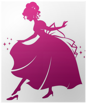 Silhouette Of Cinderella Wearing Her Glass Slipper - Black And White Clip Art Cinderella (400x400), Png Download