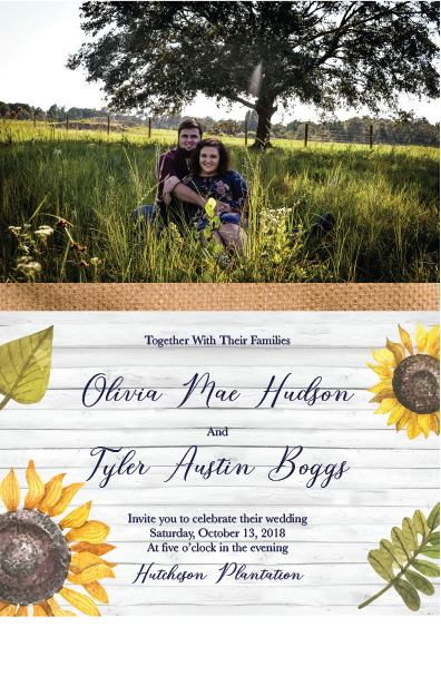 Hudson/boggs Wedding - Sonnenblume-erste Geburtstags-einladung Karte (396x616), Png Download