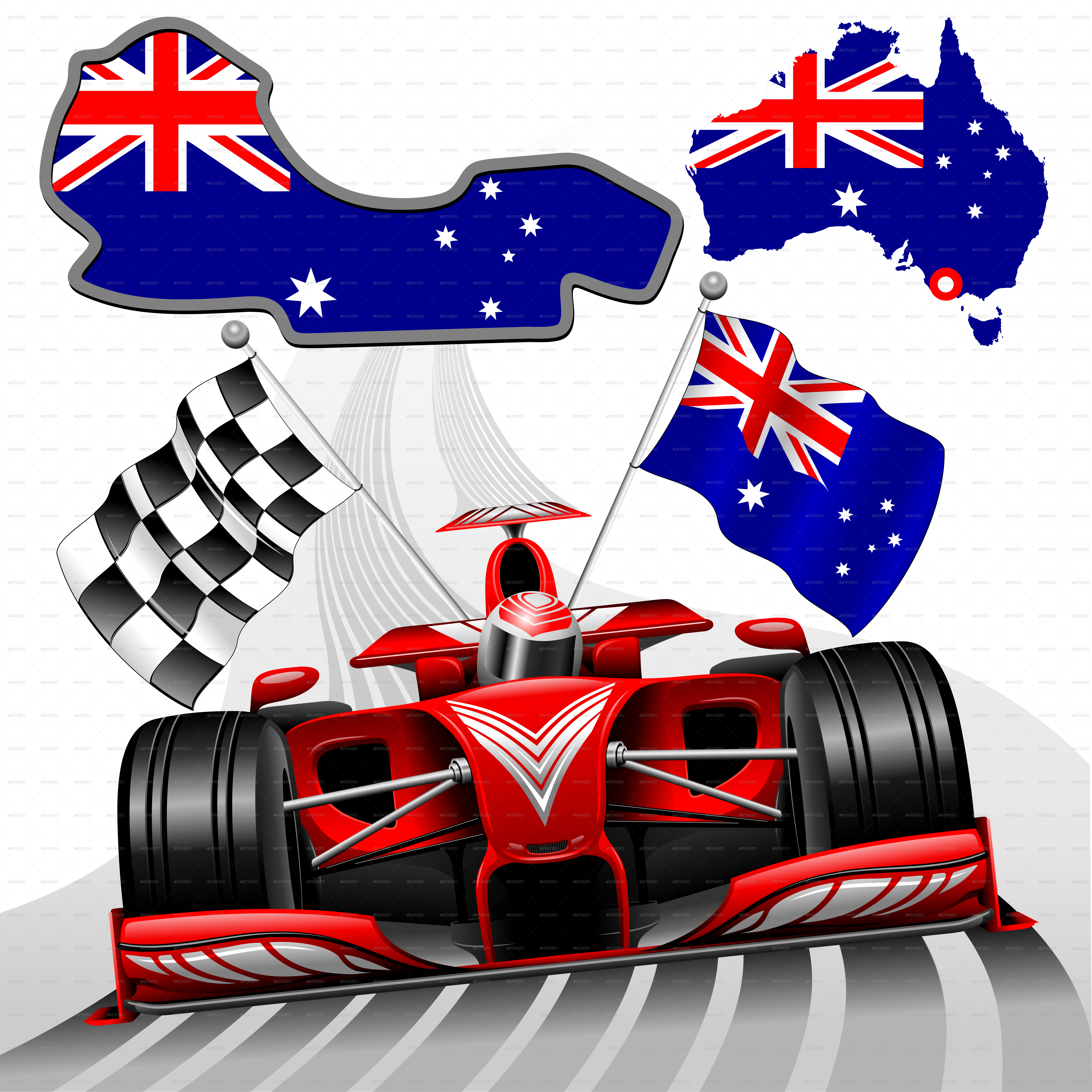 D Formula 1 Red Race Car Png E Australia Flag Png F - Vector Formula 1 Race (6500x6501), Png Download