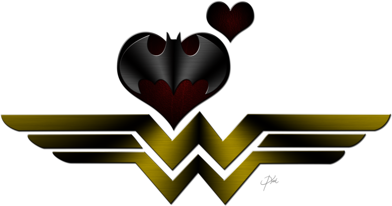 Wonderwoman Loves Batman By Kellcandido - Batman Wonder Woman Yin Yang (900x648), Png Download