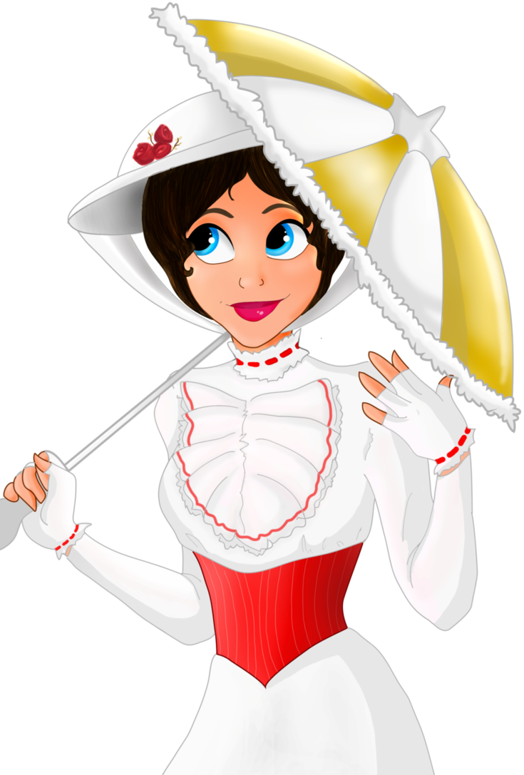 Mary Poppins By Belle-star On Deviantart - Disney Mary Poppins Cartoon (735x1087), Png Download