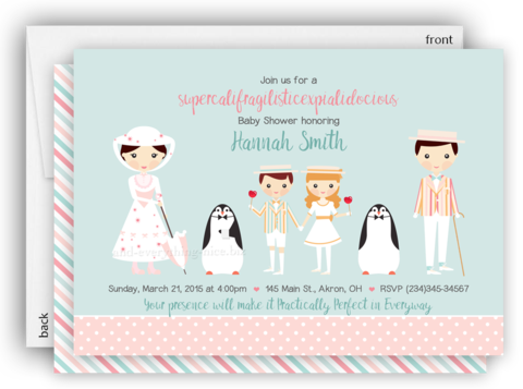 Mary Poppins Party Invitation • Baby Shower Birthday - Mary Poppins Thank You Cards (480x357), Png Download