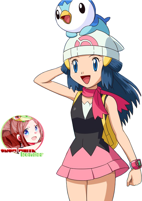 Pokemon Render Hikari Dawn And Pochama Piplup Photo - Pokémon (519x700), Png Download