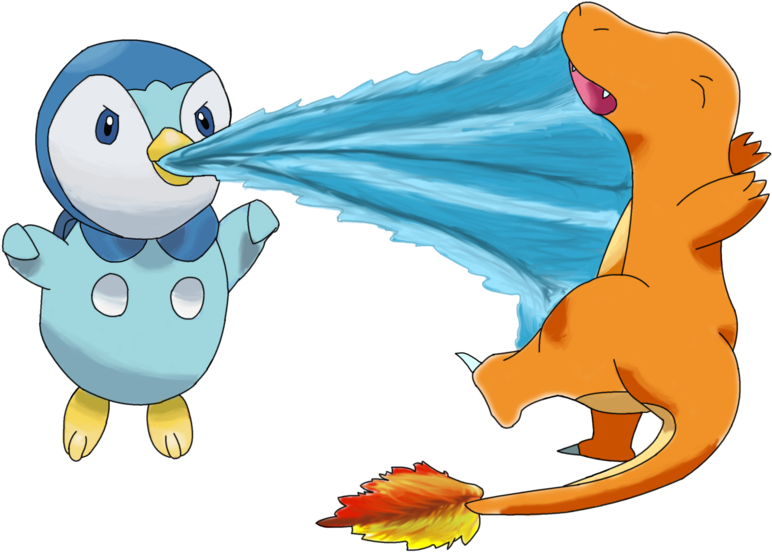 Piplup Vs Charmander By Arkdrawings On Deviantart Picture - Charmander (1024x735), Png Download