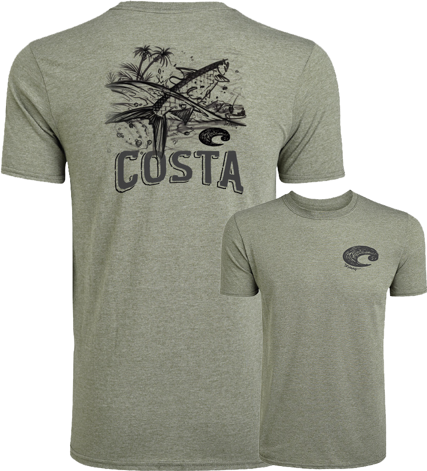 Deyoung Jumping Tarpon Short Sleeve T-shirt - Tri Big Play Raglan (879x949), Png Download