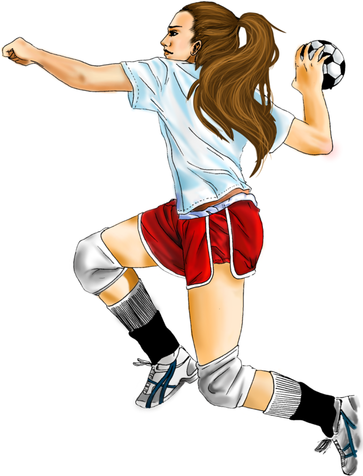 Handball Png Image - Dibujos De Handball Femenino (758x1024), Png Download