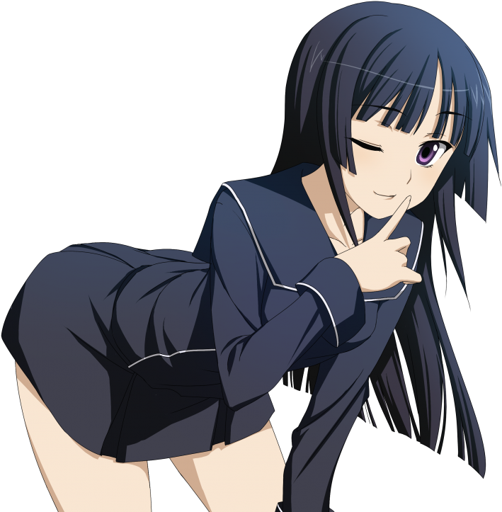 Anime, Anime Girls, Long Hair, Simple Background, Black - Anime Girls No Background (748x733), Png Download