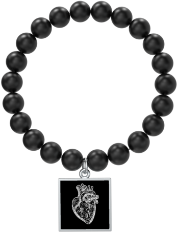 Anatomical Heart Bead Bracelet - 8mm Rose Quartz Bracelet (580x580), Png Download