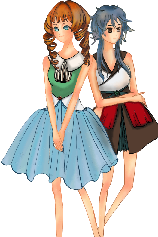 Medium Image - Two Anime Girls Png (526x788), Png Download