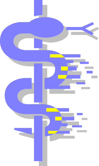 Vector Illustration Of Rod Of Asclepius Symbol For - Rod Of Asclepius (418x700), Png Download