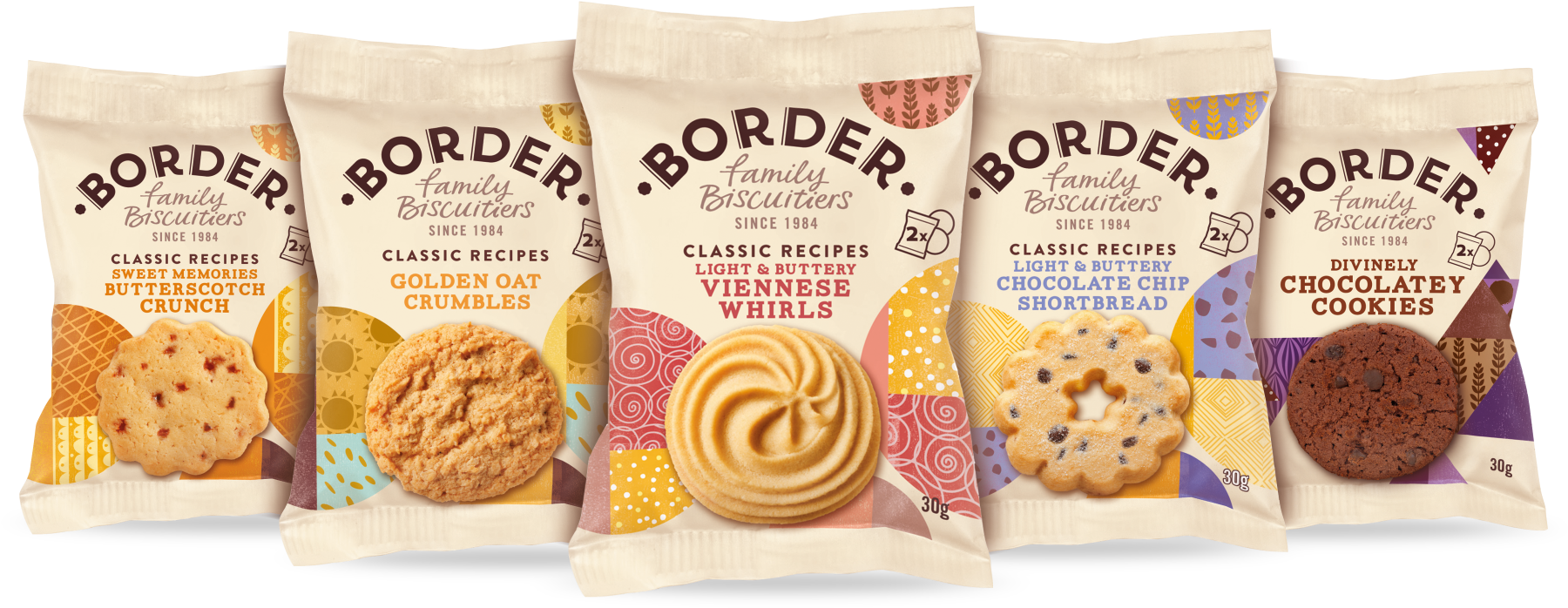 Transparent Packaging Biscuit - Border Biscuits 100 Luxury Mini Twin Packs (3 Varieties) (2000x825), Png Download
