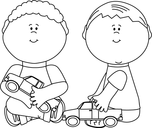 Kids Clip Art - Clip Art Black And White Boys (500x421), Png Download