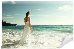 Young Woman Standing In Sea Waves Wall Mural • Pixers® - Wind Wave (400x400), Png Download
