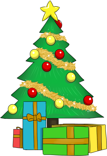 Christmas Tree With Presents Clipart Free Collection - Christmas Tree Clipart Transparent Background (528x718), Png Download