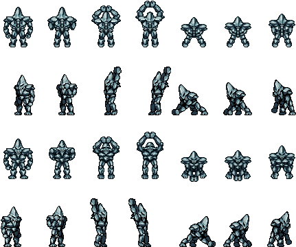 Golem-atk - Rpg Maker Golem Sprite (448x384), Png Download