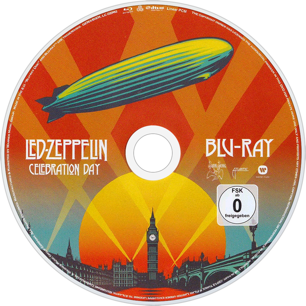 Celebration Day Bluray Disc Image - Led Zeppelin Celebration Day Dvd Cover (1000x1000), Png Download