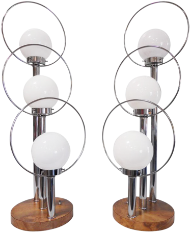M#century Modern Three-light Orb Table Lamps Set - Table (736x460), Png Download