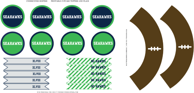 “go Hawks” Banner Seahawks Prrintable Cupcake Wrappers, - Denver Broncos (650x300), Png Download