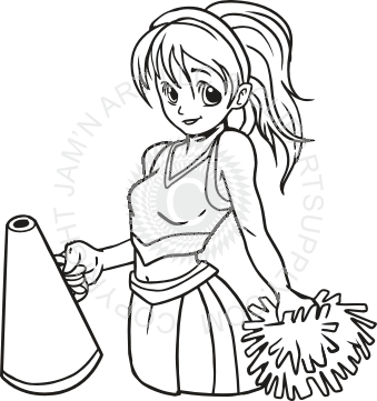Cheerleader Megaphone Drawing At Getdrawings - Anime Cheerleader Drawing Easy (339x361), Png Download