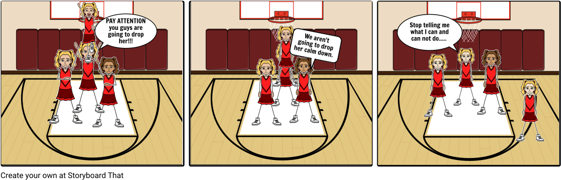 Cheerleader Aggressive Story Board - Cartoon (1164x385), Png Download