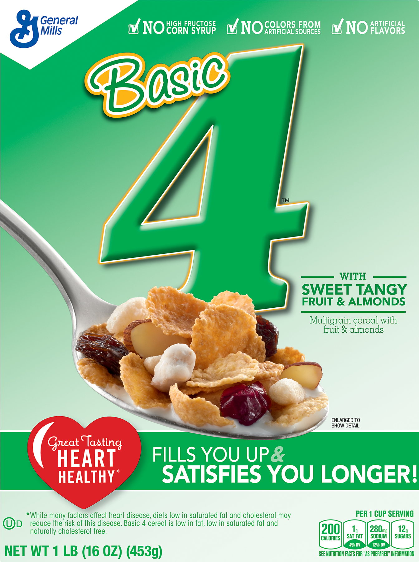 Basic 4 With Fruit And Almonds Multigrain Cereal, 16 - Basic 4 Cereal (1800x1800), Png Download