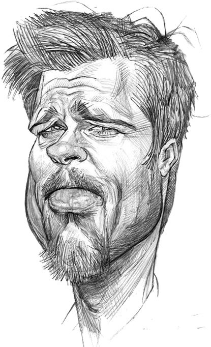 Caricatures Brad Pitt (455x684), Png Download