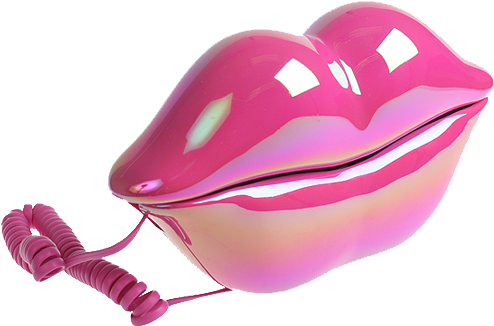 Kiss Lips Pink Girly Telephone Transparent Transparencies - Telefono De Labios (500x327), Png Download
