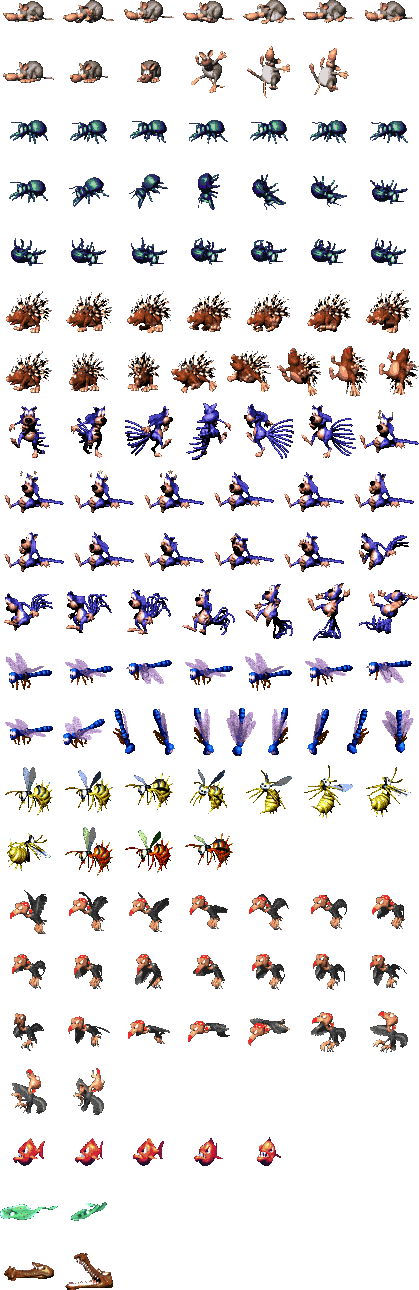 Diddy Kong - Donkey Kong Enemies Sprites (419x1290), Png Download