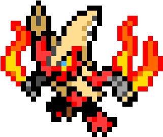 Mega Blaziken - Mega Blaziken Pixel Art (370x370), Png Download