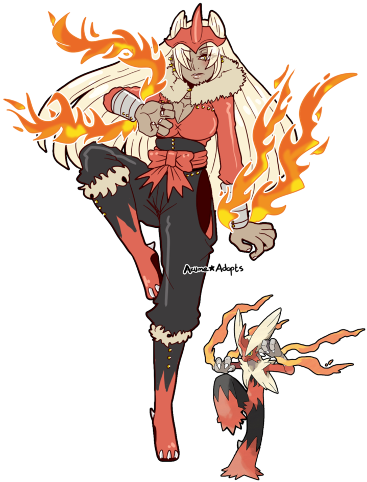 Mega Blaziken Gijinka Sheet For Doomslace By Azume-adopts - Mega Blaziken Gijinka (729x1095), Png Download