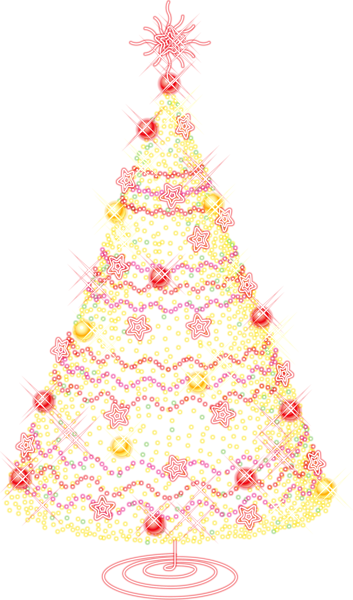 Large Gold Transparent Christmas Tree With Ornaments - Natal Fundo Rosa Png (353x600), Png Download