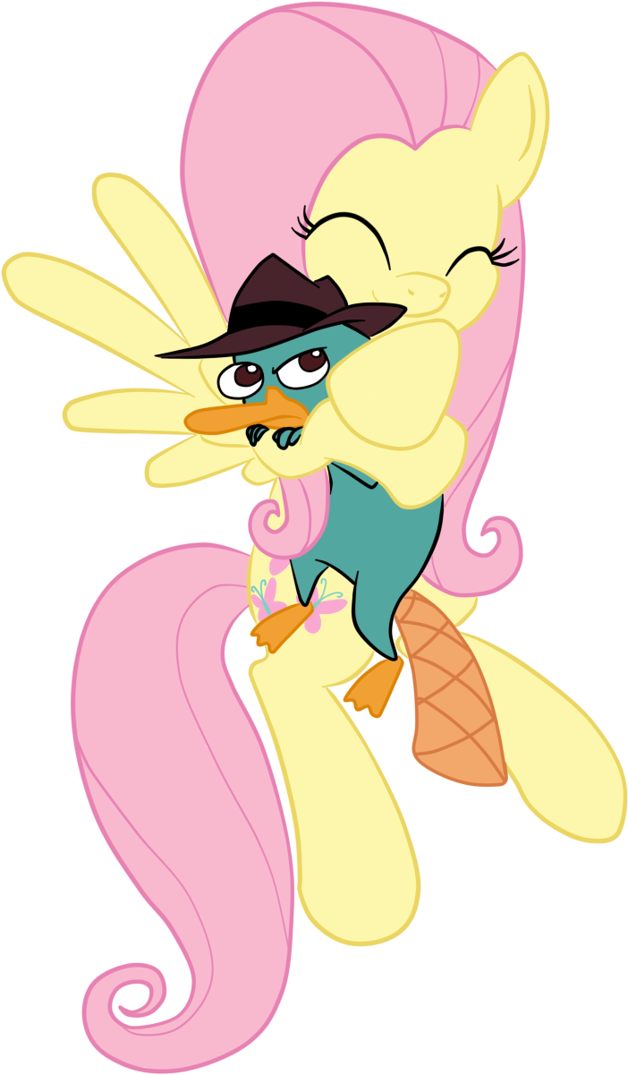 Sugumi-gumi, Crossover, Cute, Fluttershy, Hug, Perry - Phineas And Ferb Cute (768x1260), Png Download