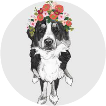 Paper Artist Flower Crown Drawing - Dog (436x576), Png Download