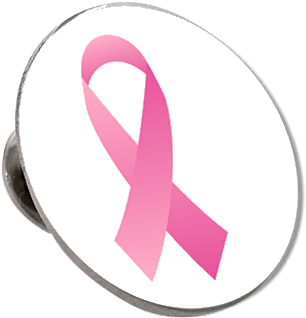 Pink Ribbon Circle Pin Turned Psd White - Lapel Pin (350x350), Png Download