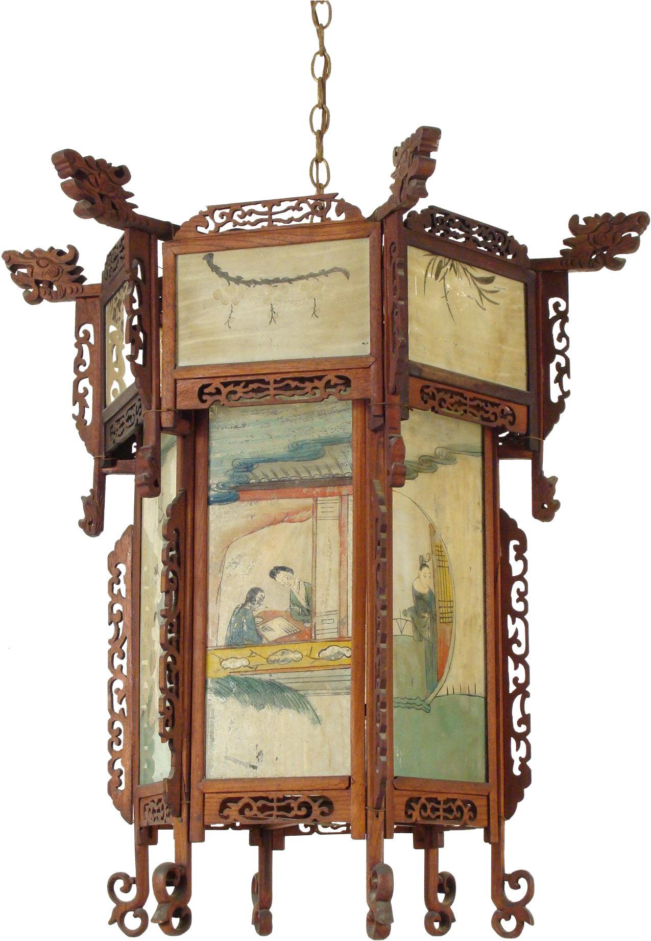 Chinese Lantern With Eglomise Glass Panels - Lantern (1841x1841), Png Download